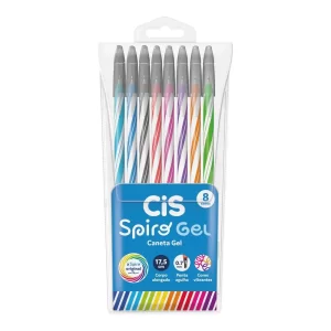 Caneta Gel 0.7mm Cis Spiro - Estojo com 8 Cores Vibrantes