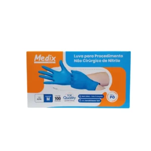 Luva Nitrilica sem pó Azul Medix