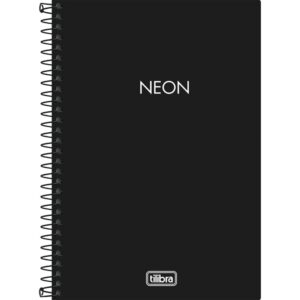 Caderno Espiral Capa Plástica 1/4 Neon Preto 80 Folhas Tilibra