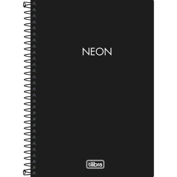 Caderno Espiral Capa Plástica 1/4 Neon Preto 80 Folhas Tilibra