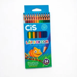 Lápis de Cor Sextavado CIS - Estojo com 24 Cores Vibrantes