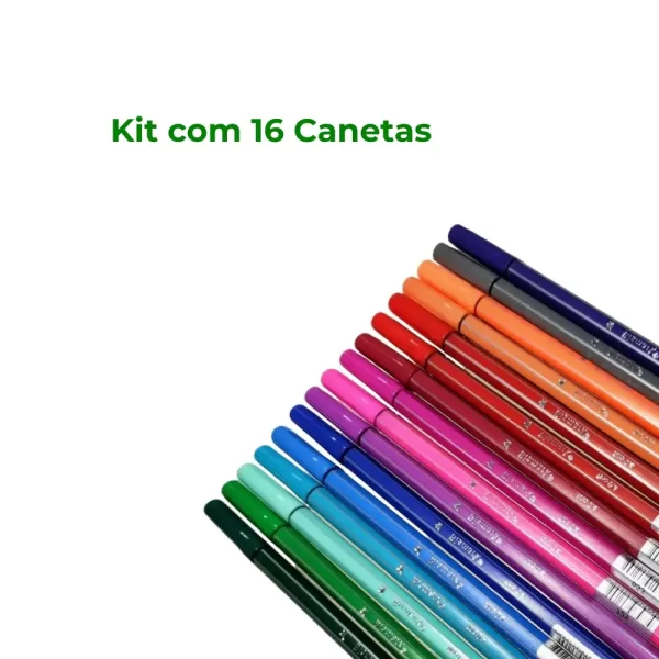 Caneta Bismark Fino 0.4mm Bismark Kit com 16 Canetas