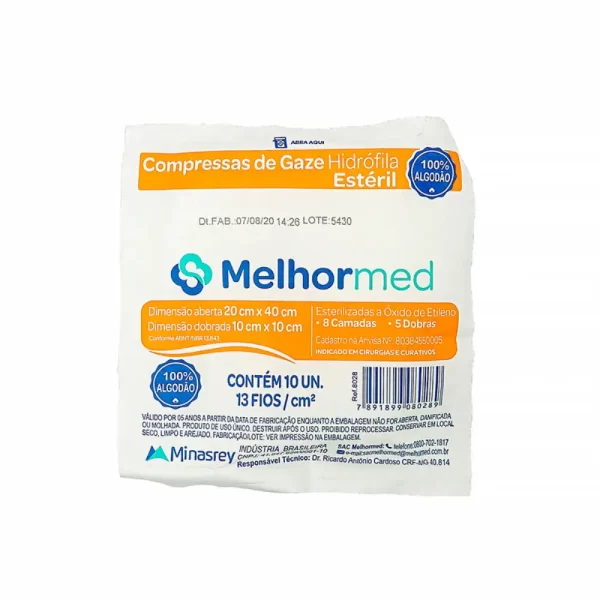 Compressa de Gaze Estéril 13 Fios MELHORMED