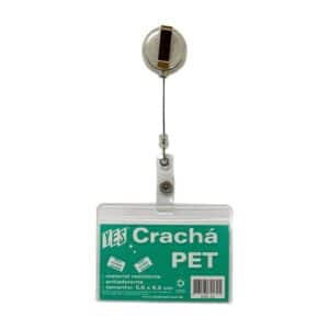 Crachá em PET Horizontal com Clip Retrátil 75cm