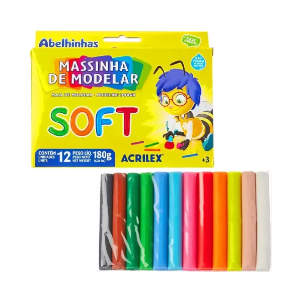 Massinha de Modelar Soft Acrilex 12 Cores