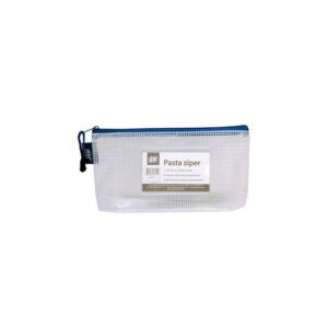 Pasta Zíper Flexível Transparente Pequena Azul