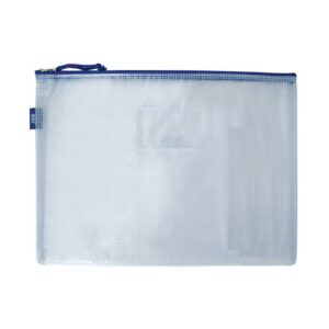 Pasta Zíper Flexível Transparente Grande Azul