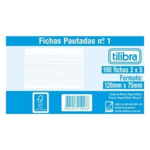 Ficha Pautada Nº 1 - 3x5 100 Folhas