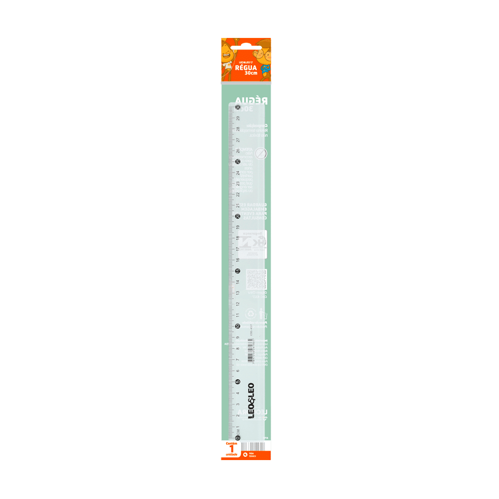 Régua Plástica Transparente 30cm Leo&Leo