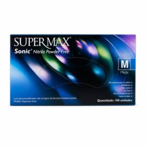 Luva de Procedimento Nitrílica Sonic Supermax M – Caixa com 100 Unidades